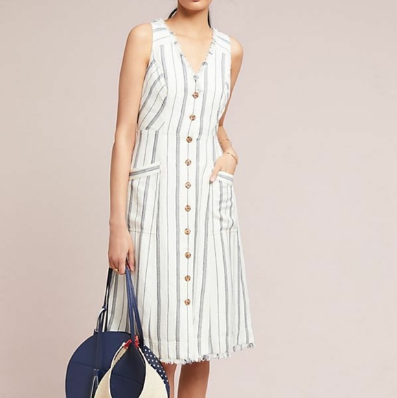 Maeve Dresses & Skirts - Maeve Anthropologie Leslie Textured Stripe Dress 4